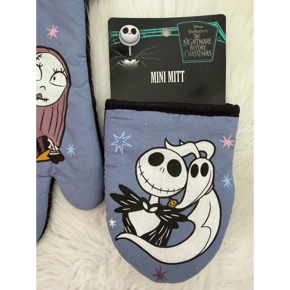 Disney Nightmare Before Christmas Jack Sally Zero Oven Mitt & Mini Mitt Set NEW